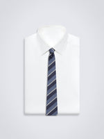 Chokore Pinpoint (Navy) - Necktie Stripes (Navy, Blue & Silver) - Necktie