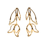 Chokore Lichen & Brown Enamel Drop Earring, Gold tone Chokore Metallic Floral Earrings