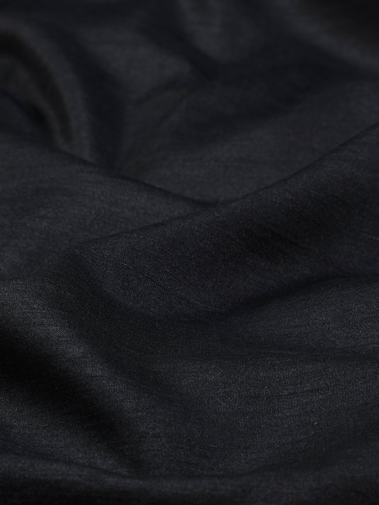 Onyx Black Eri Silk Pocket Square - Premium Handcrafted