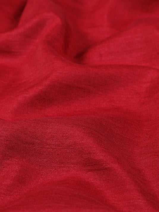 Garnet Red Eri Silk Pocket Square - Premium Handcrafted