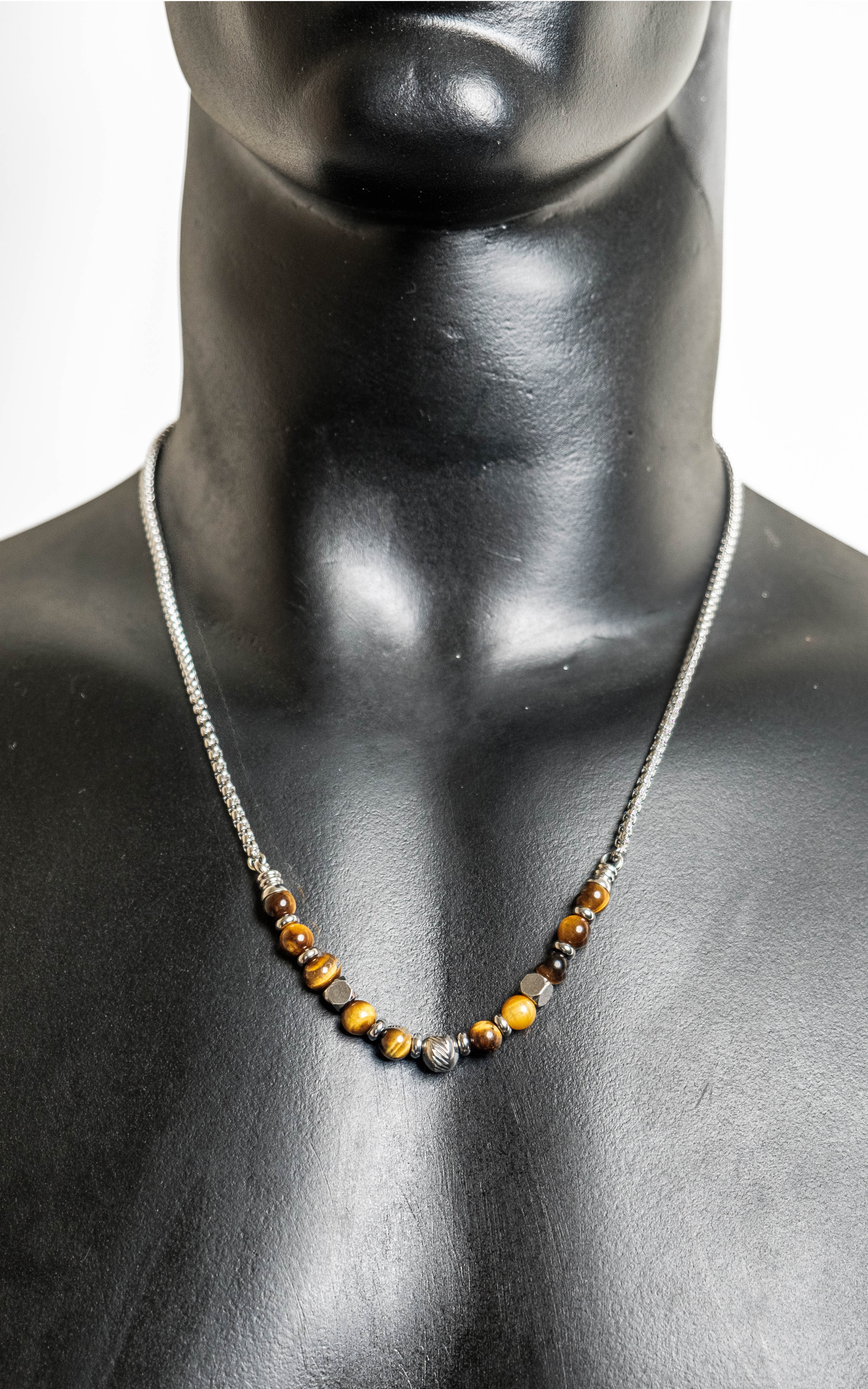 Tiger Eye Beaded Necklace Black Onyx Turquesa Africana Beads - Temu