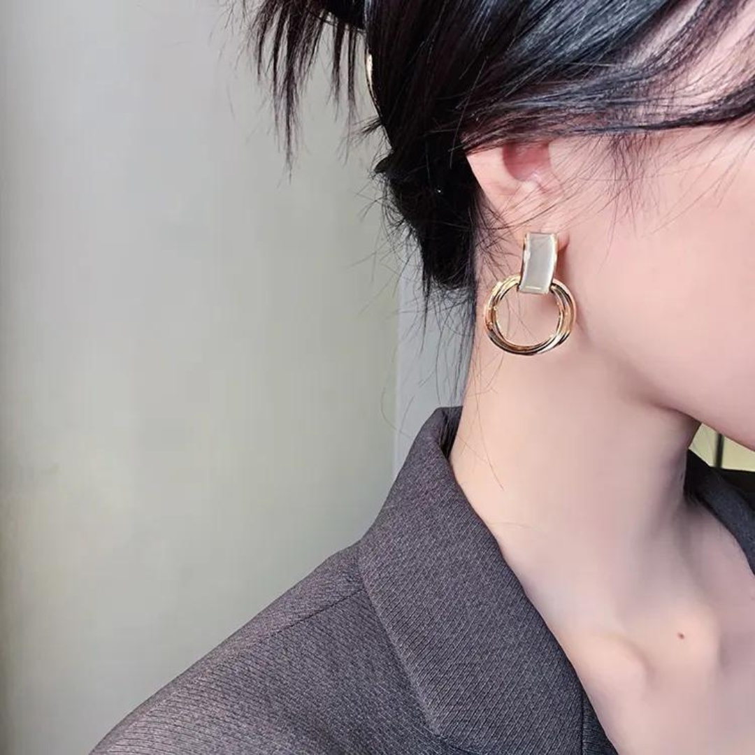 Chokore Gold-Opal Dangle Earrings