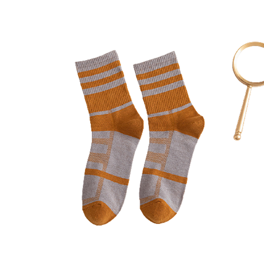 Chokore Light Grey And Orange Men's Cotton Socks