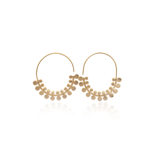 Textured Hoops with Filigree, Gold plated. Handmade