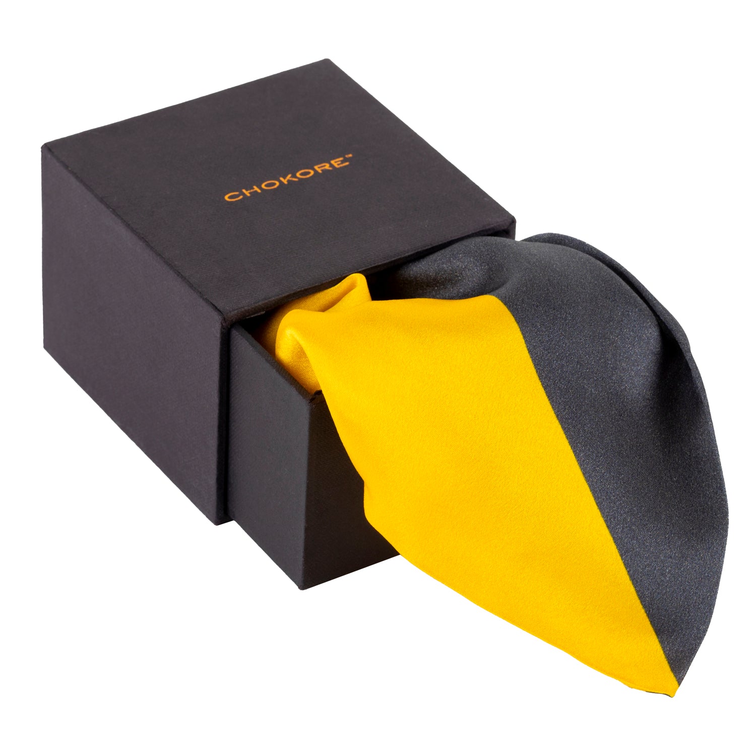 Chokore Yellow Satin Silk pocket square from the Plaids Line