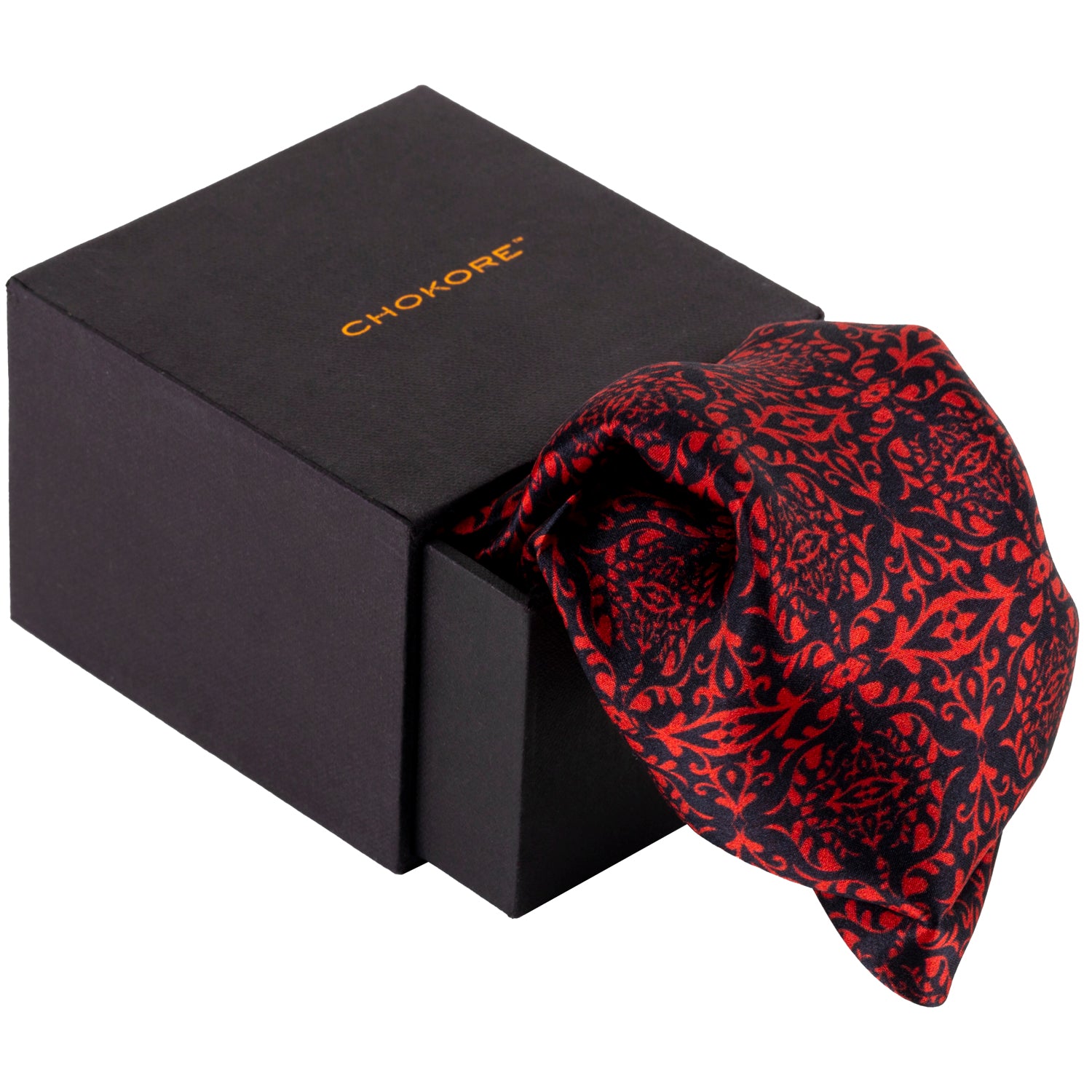 Chokore Red Satin Silk pocket square from the Indian at Heart Collection