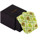 Chokore Chokore Light Green & Yellow Silk Tie - Indian At Heart range Chokore Off white Satin Silk pocket square from the Indian at Heart Collection