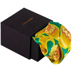 Chokore Chokore Red color silk tie & Double-sided Red & Yellow Silk Pocket Circle set Chokore Green Satin Silk pocket square from the Indian at Heart Collection