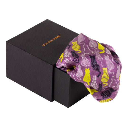 Chokore Mauve and Lime Green Satin Silk pocket square from the Wildlife Collection