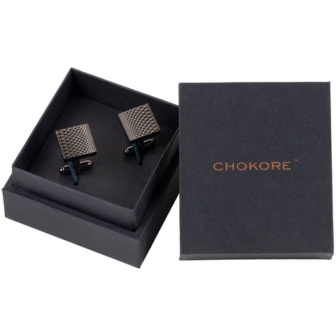 Chokore Grey Textured Square Shaped Cufflinks - Chokore Grey Textured Square Shaped Cufflinks