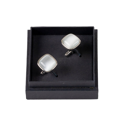 Chokore Silver and White Stone Cufflinks - Chokore Silver and White Stone Cufflinks