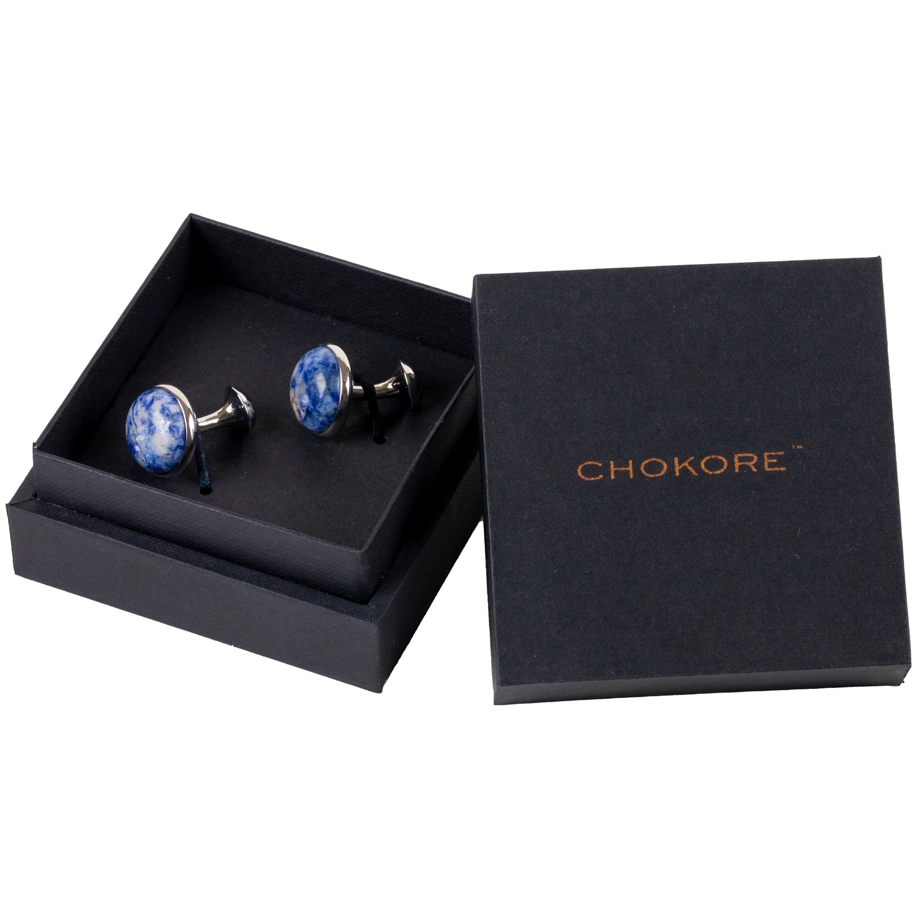 Chokore Silver and Blue Stone Premium Range of Cufflinks