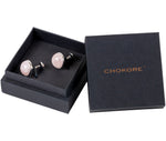 Chokore Chokore Silver and Pink Stone Cufflinks 