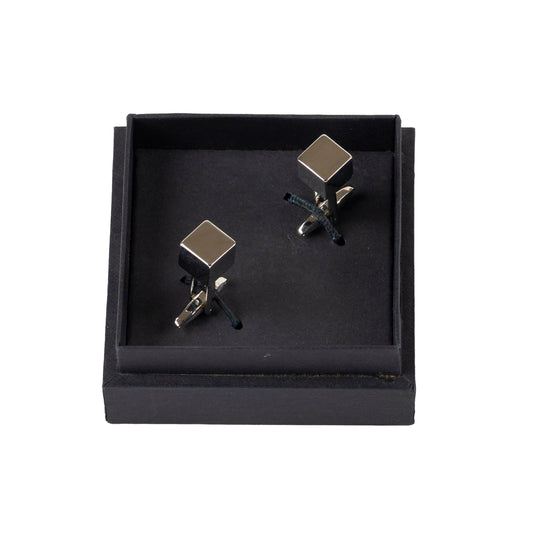 Silver Cube Cufflinks – Minimalist Power Statement