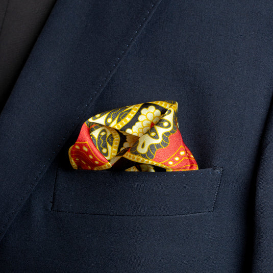 Chokore Red Satin Silk pocket square from the Indian at Heart Collection