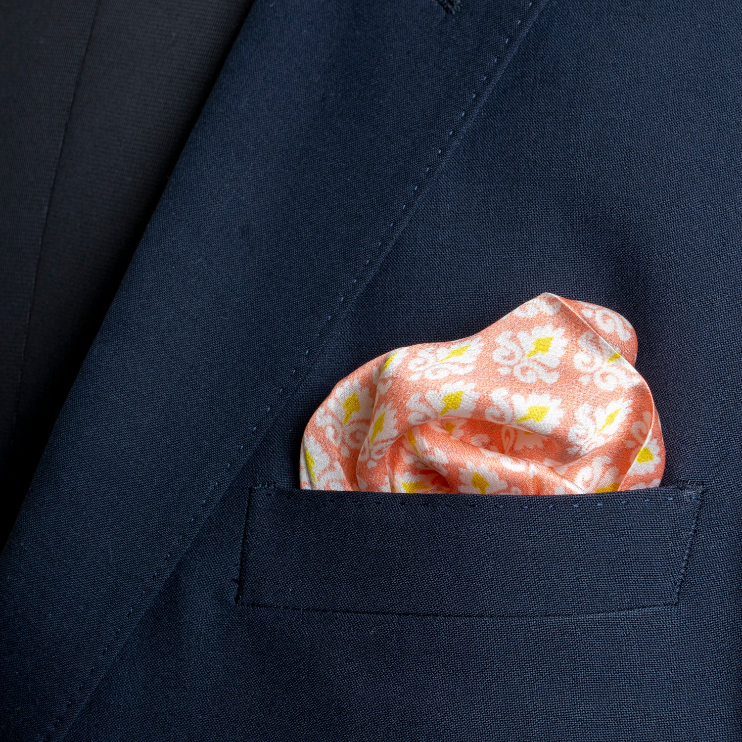 Chokore Peach Satin Silk pocket square from the Indian at Heart Collection