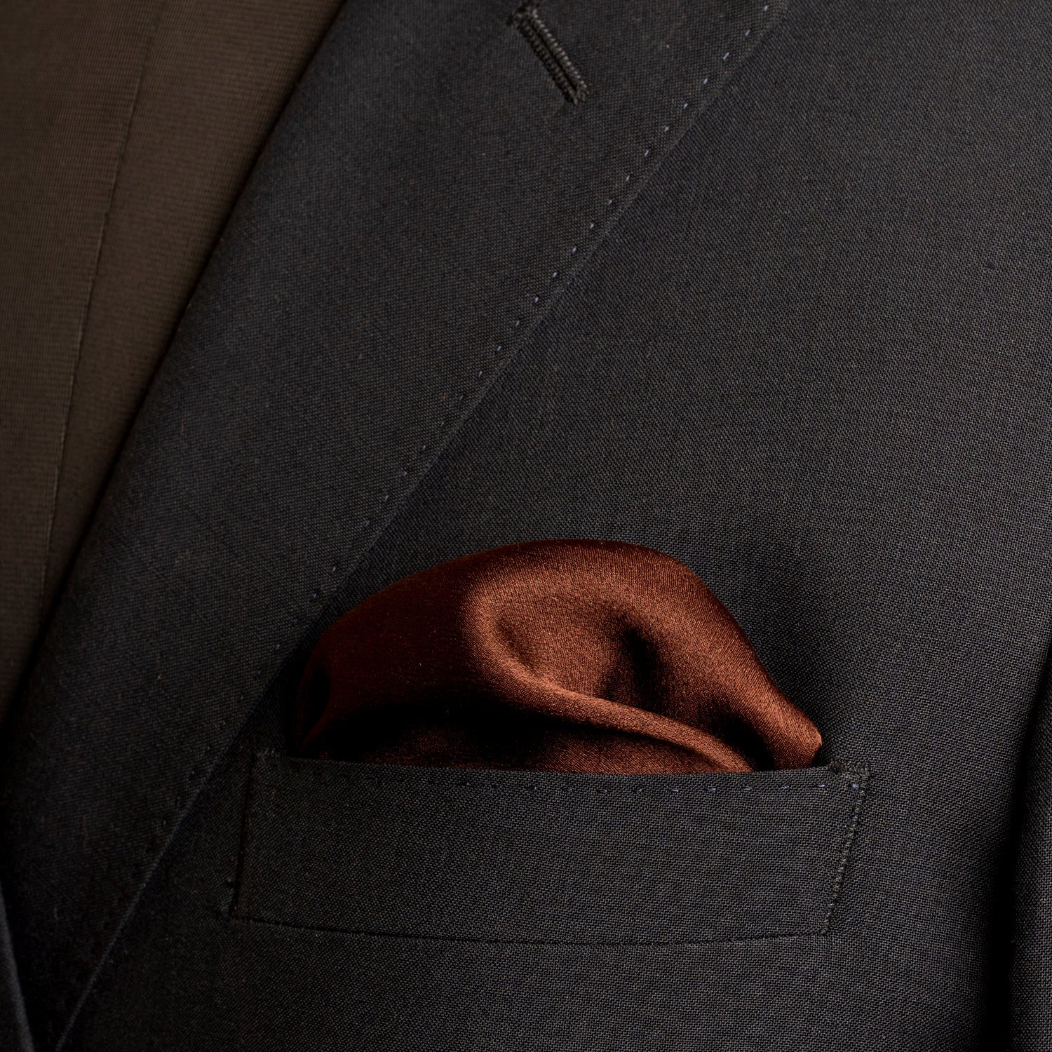 Chokore Brown Satin Silk pocket square from the Sollids Line