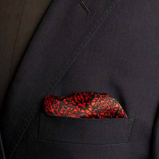 Chokore Red Satin Silk pocket square from the Indian at Heart Collection