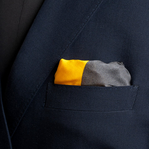 Chokore Yellow Satin Silk pocket square from the Plaids Line - Chokore Yellow Satin Silk pocket square from the Plaids Line