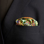 Chokore Chokore Orange and Grey Silk Pocket Square - Squared line Chokore Green Satin Silk pocket square from the Indian at Heart Collection