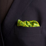 Chokore Chokore Lemon & White Silk Tie - Indian at Heart line Chokore Yellow Satin Silk pocket square from the Indian at Heart Collection