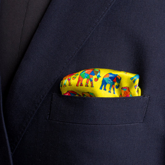 Chokore Lime Satin Silk pocket square from the Wildlife Collection