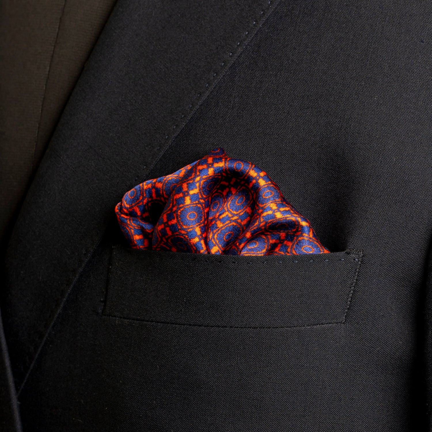 Chokore Red Satin Silk pocket square from the Plaids Line