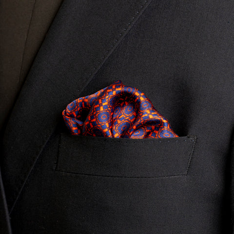 Chokore Red Satin Silk pocket square from the Plaids Line - Chokore Red Satin Silk pocket square from the Plaids Line
