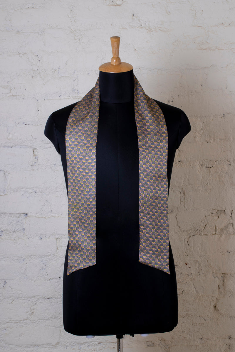 Printed Purple and Grey Silk Stole for Women