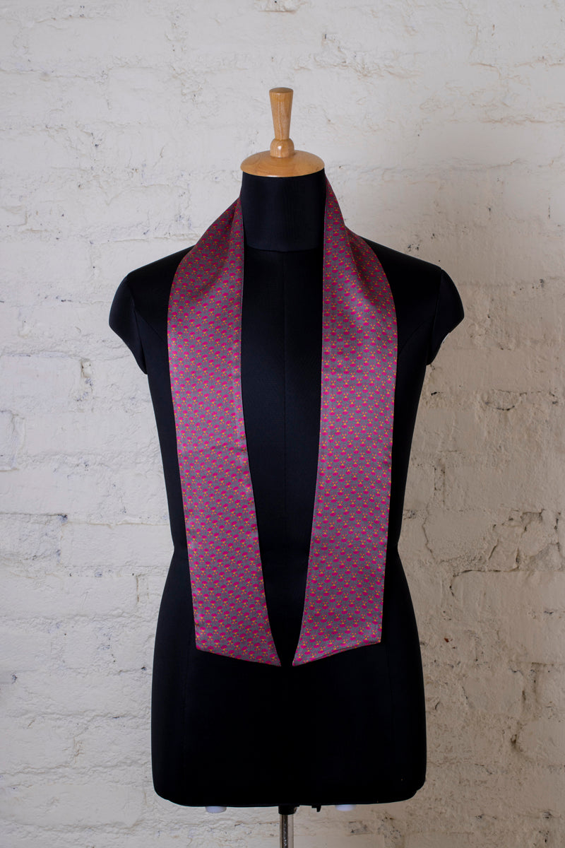 Printed Pink and Purple Silk Stole for Women