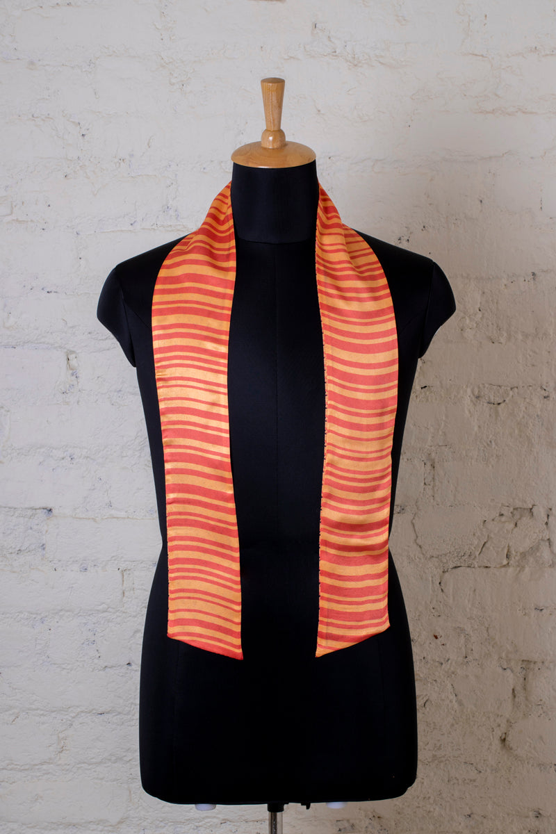Printed Orange and Tangerine Silk Stole for Women