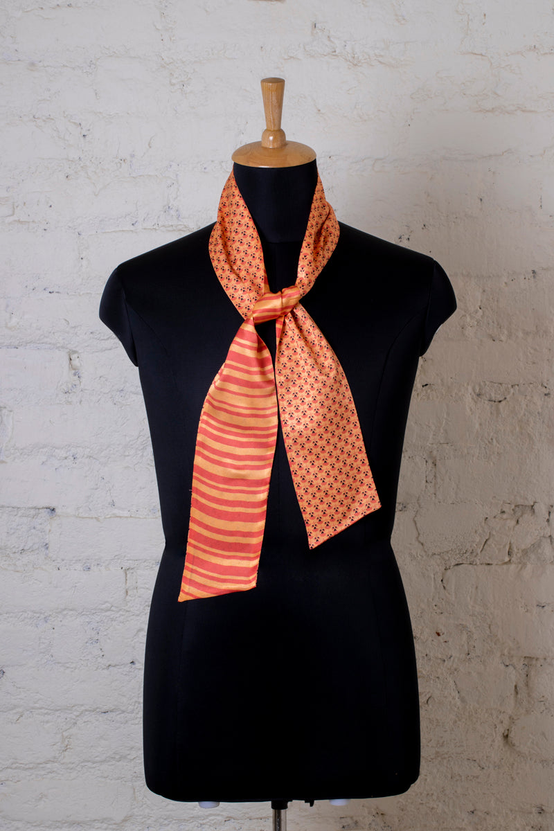 Printed Orange and Tangerine Silk Stole for Women