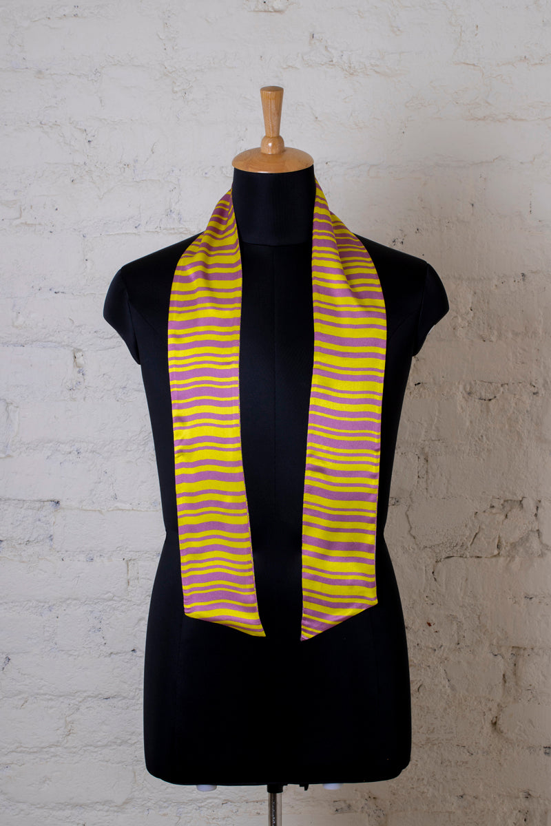 Printed Mauve and Lime Green Silk Stole for Women