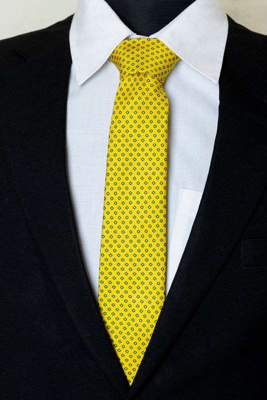Chokore Yellow & Blue Silk Necktie - Indian at Heart Collection
