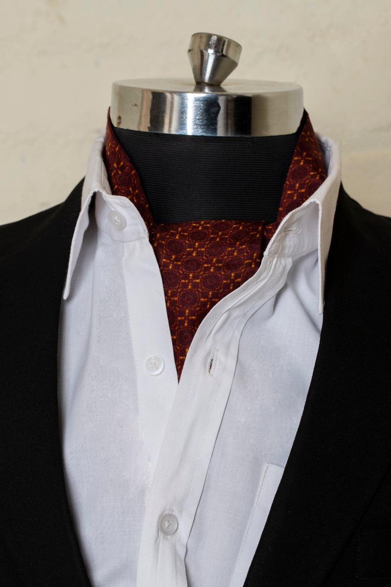 Chokore Men's Burgundy and Tangerine Silk  Cravat