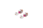 Chokore Chokore Tassel Pearl Earrings Shades of Pink Crystals with a Pearl Drop. Gold tone.