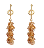 Chokore Needle with Crystal Tassle Earring, Gold tone. 