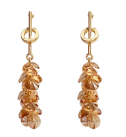 Chokore Needle with Crystal Tassle Earring, Gold tone.
