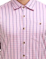 Chokore Chokore Men's Pink & Blue Cotton Casual Shirt
