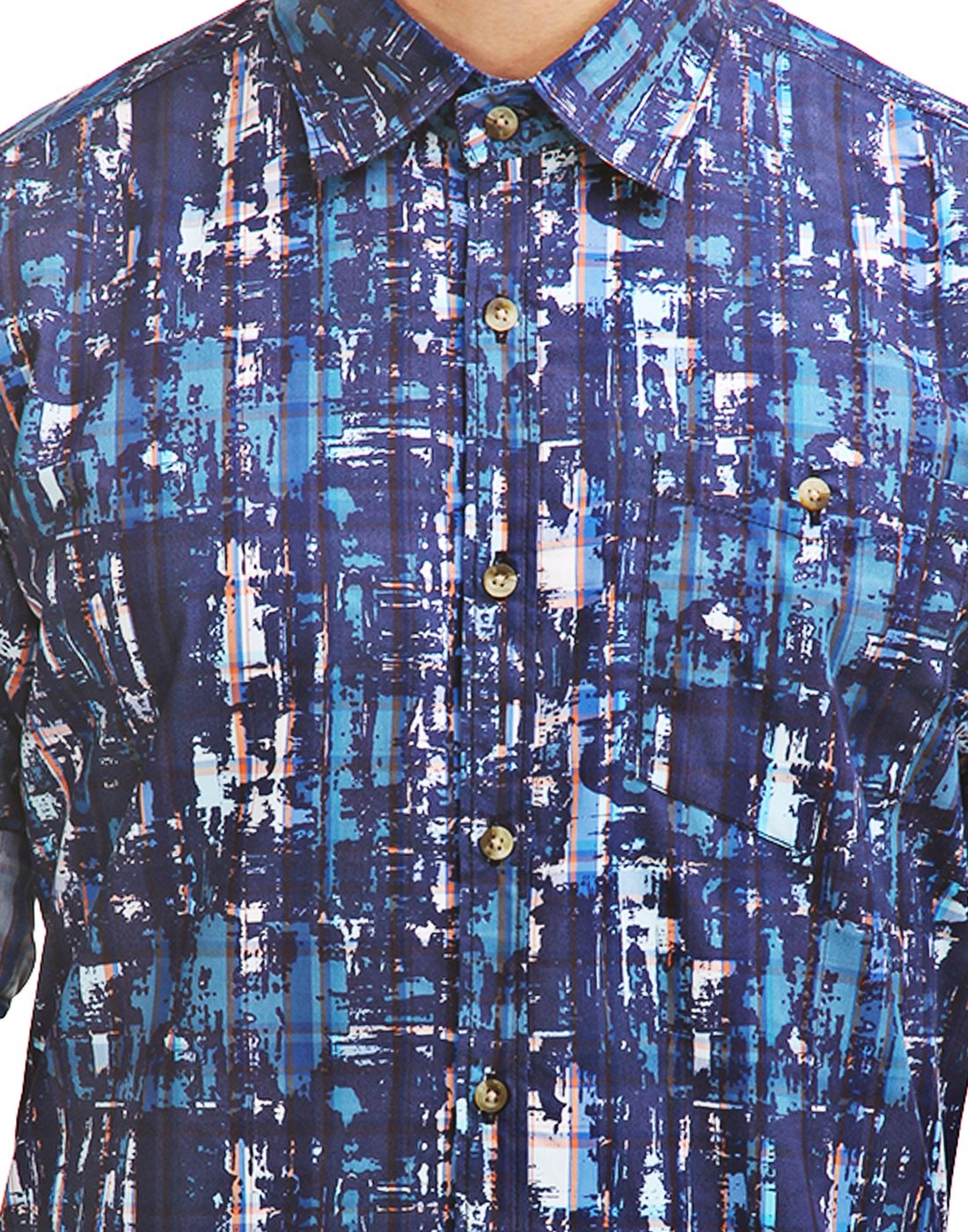 Chokore Men's Shades of Blue Cotton Casual Shirt