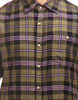 Chokore Chokore Men's Olive Green Cotton Flannel Casual Check Shirt
