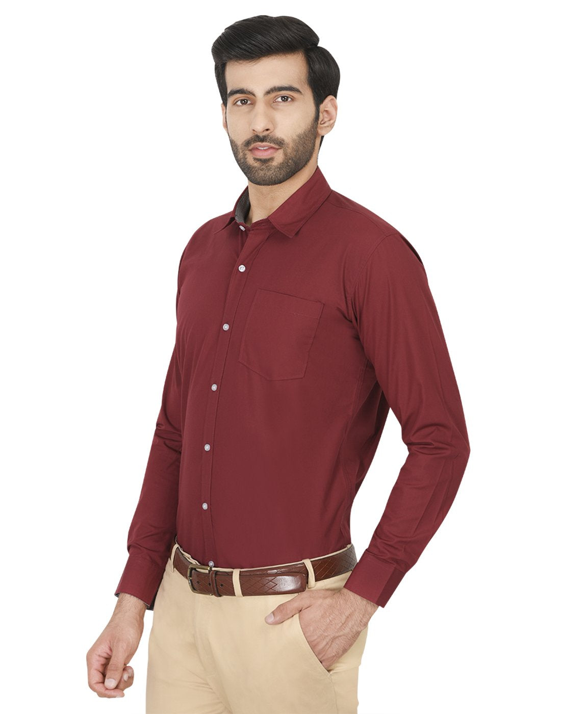 Chokore Men's Red Cotton Semi-formal Shirt