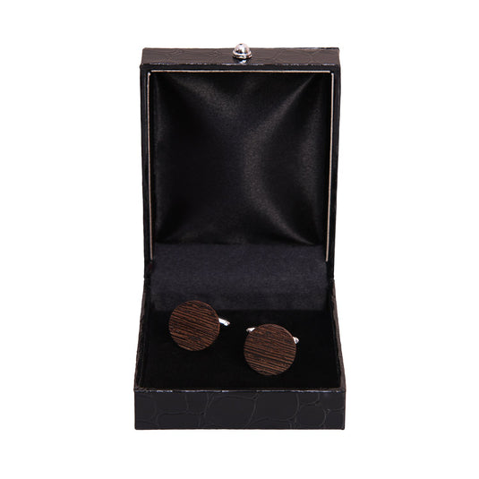 Chokore Natural Dark Wooden Cufflinks For Men
