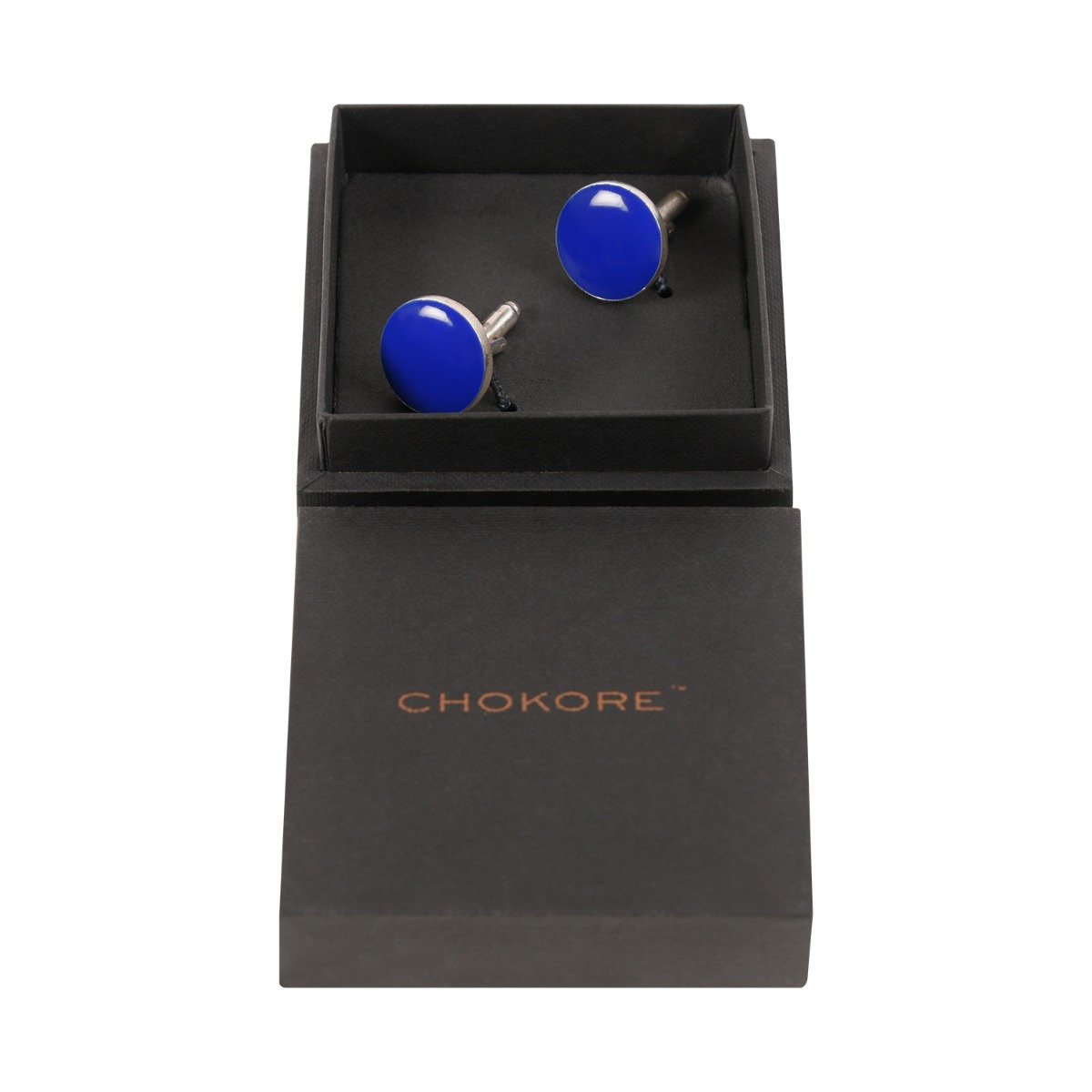Chokore Cobalt Blue color Round shape Cufflinks
