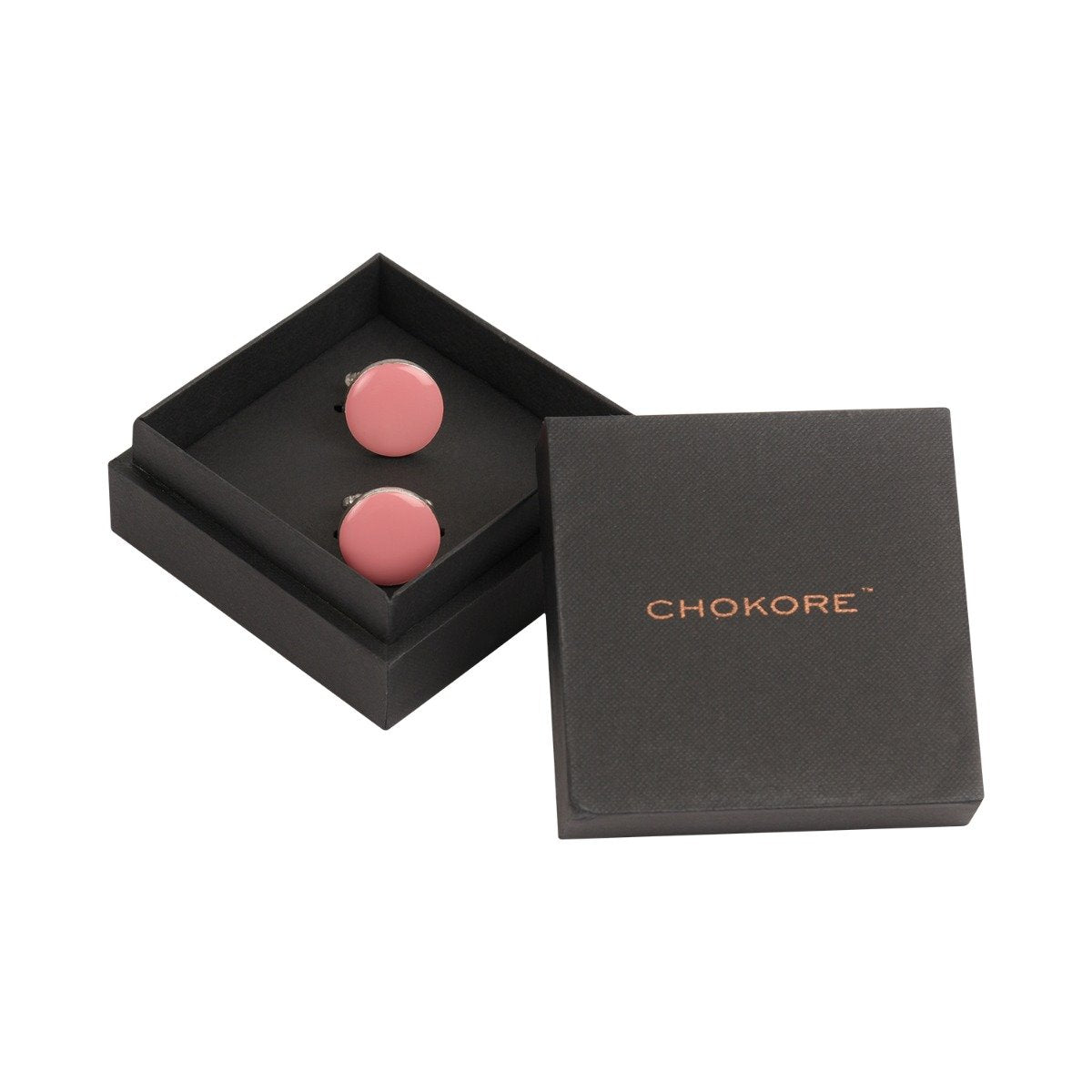Chokore Old Rose Pink color Round shape Cufflinks