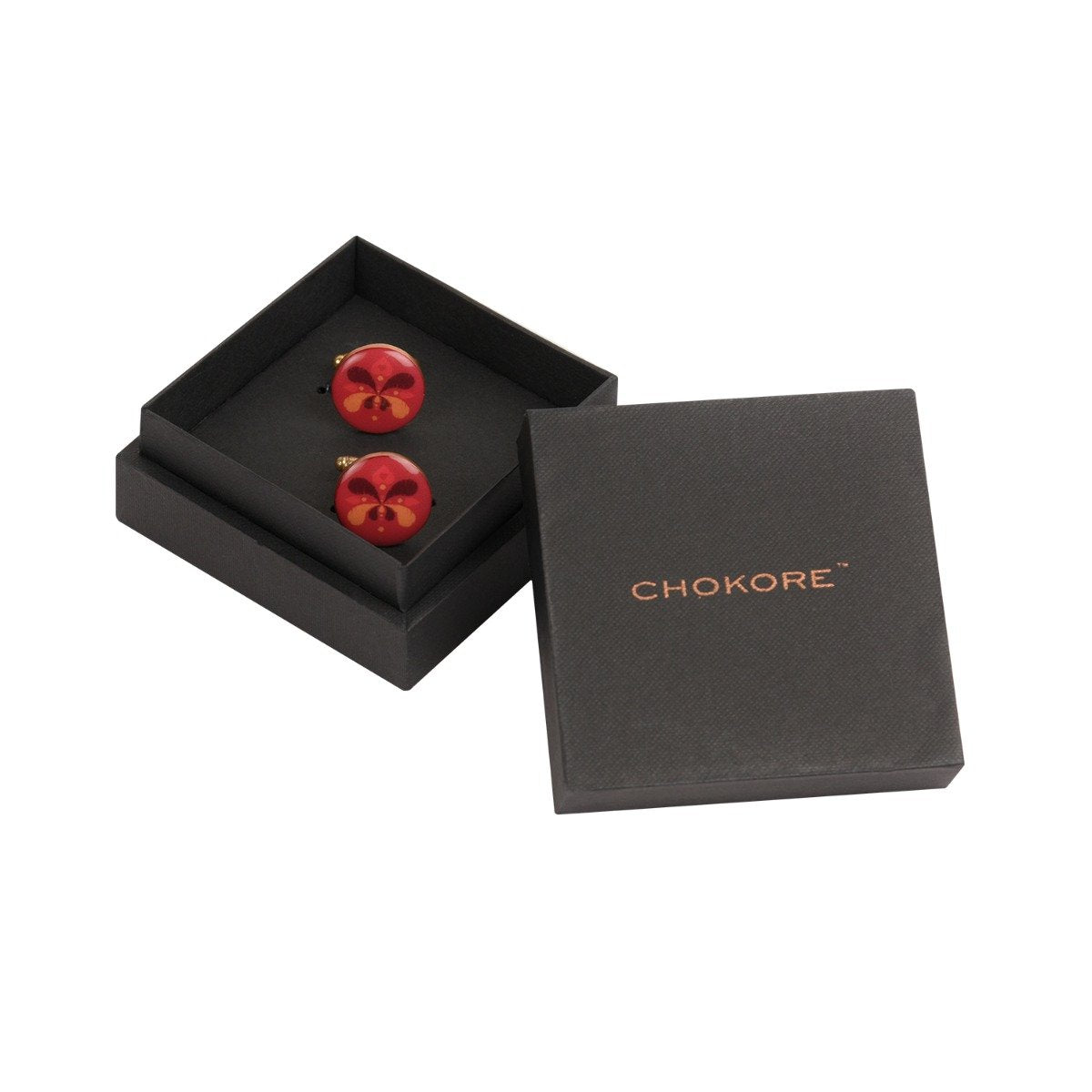 Chokore Burgundy color Round shape Cufflinks