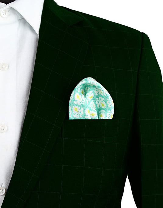 Chokore Sea Green Silk Pocket Square - Indian At Heart line