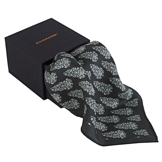 Chokore Black & White Silk Pocket Square - Indian At Heart Collection
