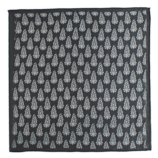 Chokore Black & White Silk Pocket Square - Indian At Heart Collection
