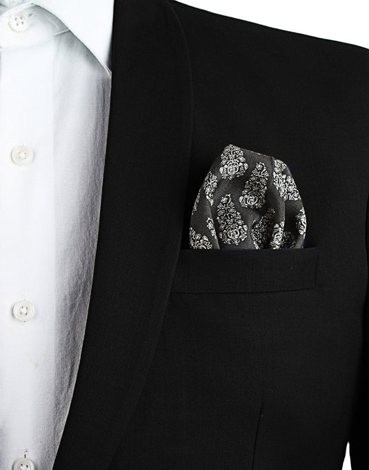Chokore Black & White Silk Pocket Square - Indian At Heart Collection